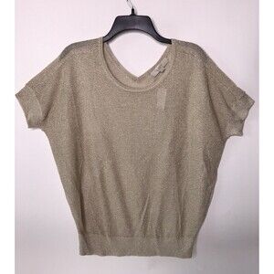 Ann Taylor LOFT sz L Gold Shimmer Short Sleeve Crew Blouse/Sweater. New With Tag